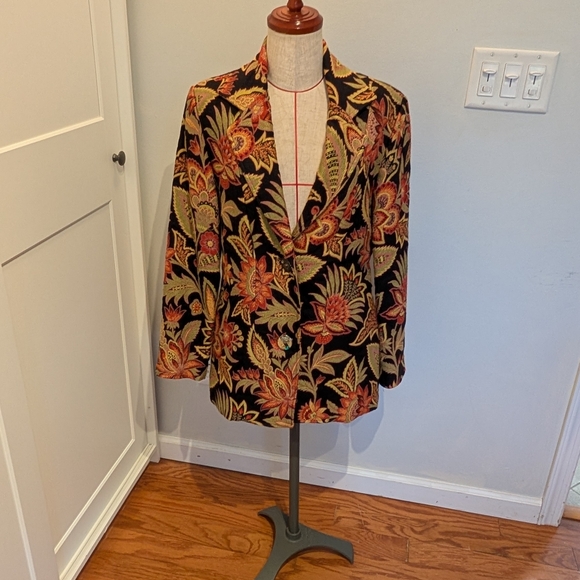 Painted Pony Jackets & Blazers - Painted Pony Uniquely USA Size S Tapestry Open Blazer Jacket Floral Cotton Blend